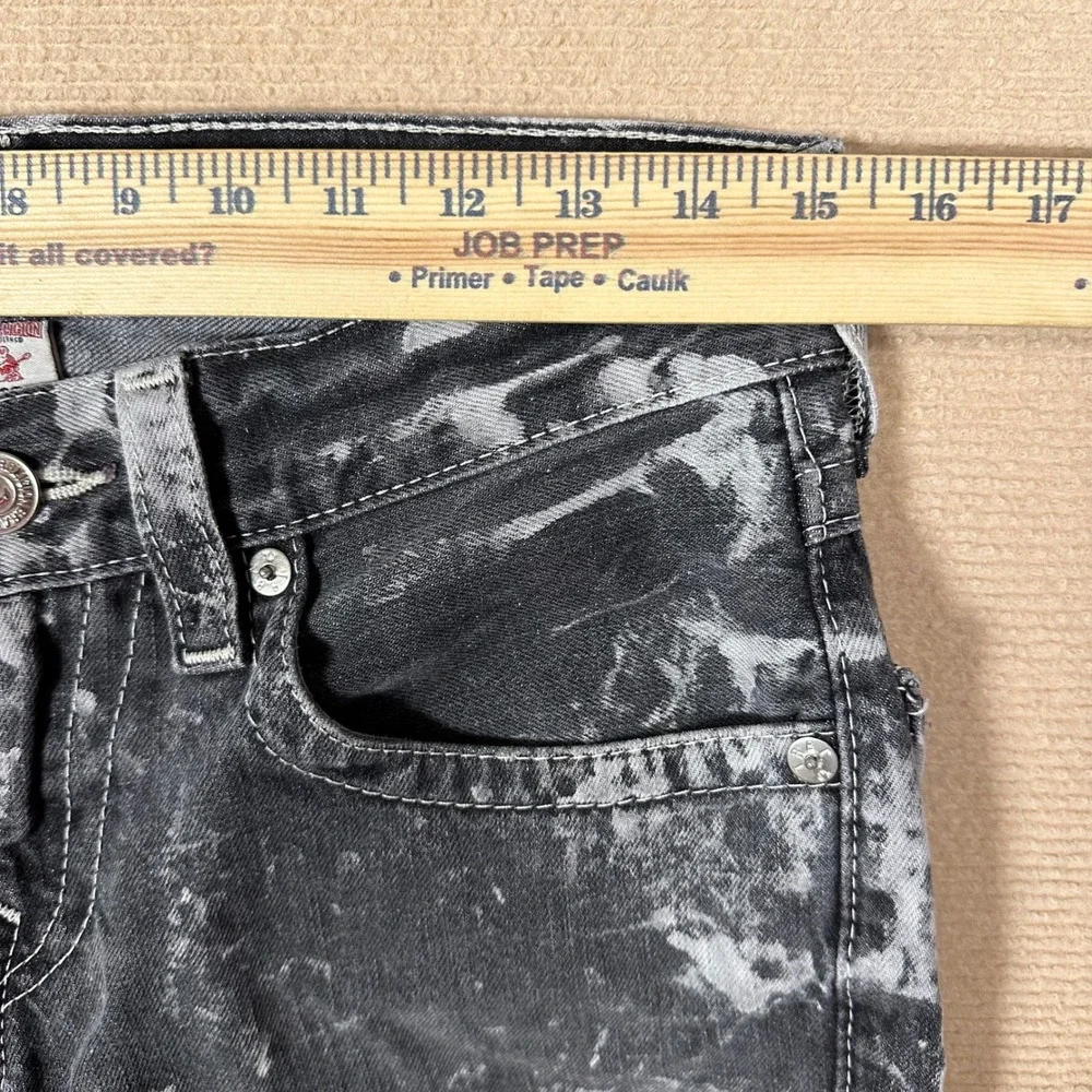 True Religion Straight Leg Flap Pocket Jeans Mens 28 (Fit 30x34) Acid Wash Denim
